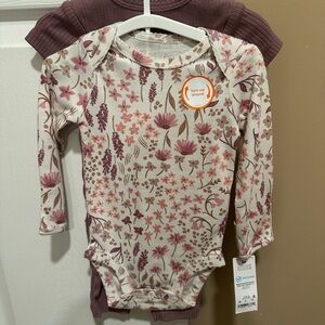 Carter's Pink and Cream Floral Baby Onesie